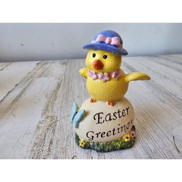 Vintage gerson glitter bird chick Easter egg butterfly statue figurine hat - Picture 1 of 10